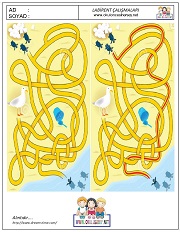 okul öncesi labirent bulmacai çalışma sayfaları